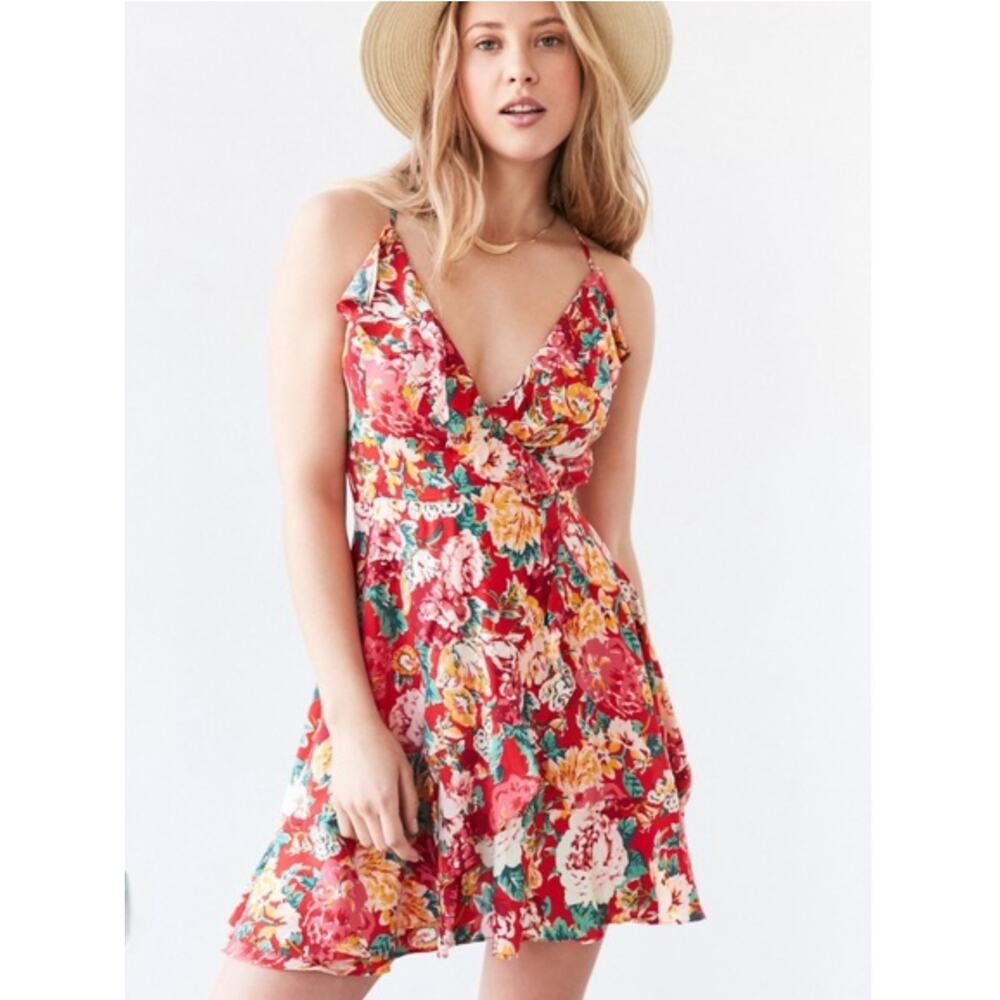 Urban Outfitters Kimchi Blue Sabina Ruffle Wrap Mini Dress